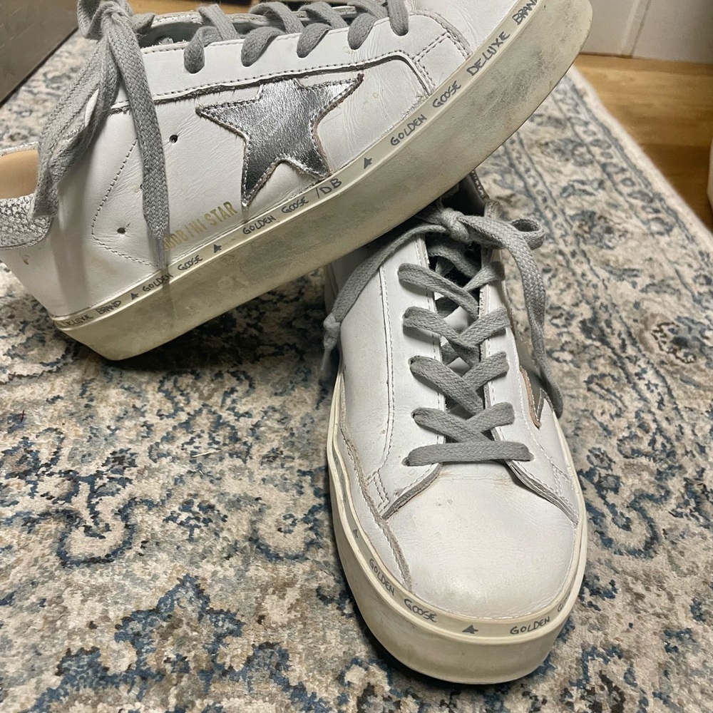 Golden Goose Hi-Star Sneaker Silver size 7.5 or 37 in Euro sizing